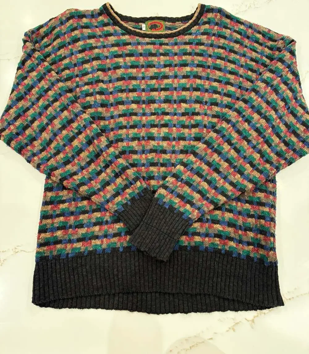 Vintage Boston Traders Linen Cotton Knit Sweater L Made in Hong Kong 90s Color B